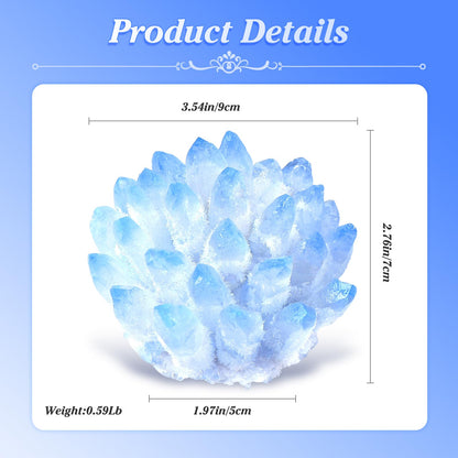 Natural Crystal Cluster Clear Quartz Mineral Crystal Cluster Cluster Healing Ornament Hue Reflection Feng Shui Home Decor (Blue)