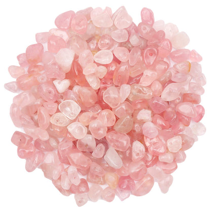 500 pcs Natural Chip Stone Beads, Rose Quartz 5-8 mm Irregular Gemstones Healing Crystal Loose Rocks Bead Hole Drilled for Jewelry Making Bracelet