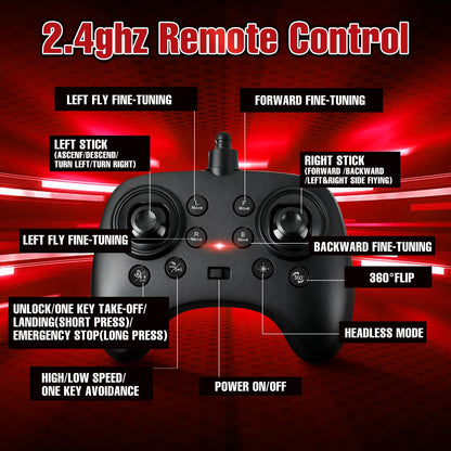 Gretex Spider Drones for Kids 8-12: Stunt Drone 5D Obstacle Avoidance RC Quadcopter, 3D Flips, Auto Hovering, LED Lights, Indoor Outdoor Remote Control Helicopter for Boys Girls Adults