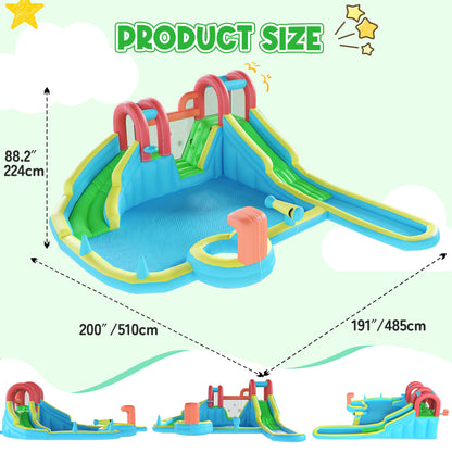HOMMOW Inflatable Water Slide,10 in 1 Double Water Slide Bounce House for Kids 3-12 with Blower, Splash Pool, Water Cannon, Climbing Wall, Basketball Hoop for Kids Indoor Outdoor Backyard