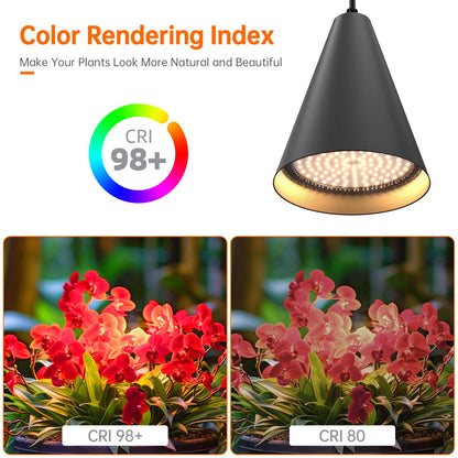 Bstrip Hanging Grow Lights for Indoor Plants, 25W Full Spectrum Hanging Plant Light with Timer &16.4FT Power Cord, 3000K Black Pendant Grow Light for Indoor Plant,Tall Plant Garden, Flowers,Greenhouse