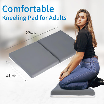 JJGoo Bath Kneeler with Elbow Rest Pad Set, 1.5 inch Kneeling Pad Mat for Bathtub Baby Bathing Parents, Painless Foam Mat with Toy Organizer Pockets, Non-Slip for Baby and Toddler Bathing，Dark Grey