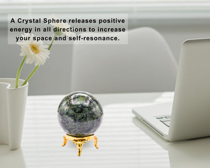 Amazing Gemstone Green Jade Crystal Ball with Stand - 2 Inches Crystal Sphere Meditation Balls for Witchcraft and Decorative Balls