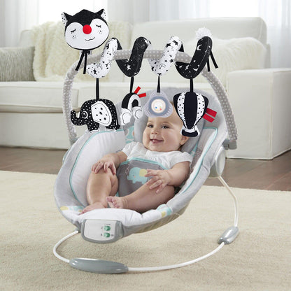 ORZIZRO Car Seat Toys, High Contrast Black and White Toy for Infants 0-3 6 12 Months, Musical Black Fox Carseat Toys Stroller Toy for Babies Newborns