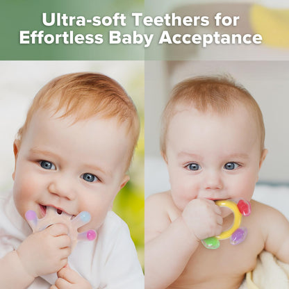 Haakaa Silicone Teether Set-Baby Freezer Teething Toy - Soft Cold Teether - Soothe Teething Pain & Itching Gums - Perfect Size-Baby Freezer Teething Toy - Soft Cold Teether