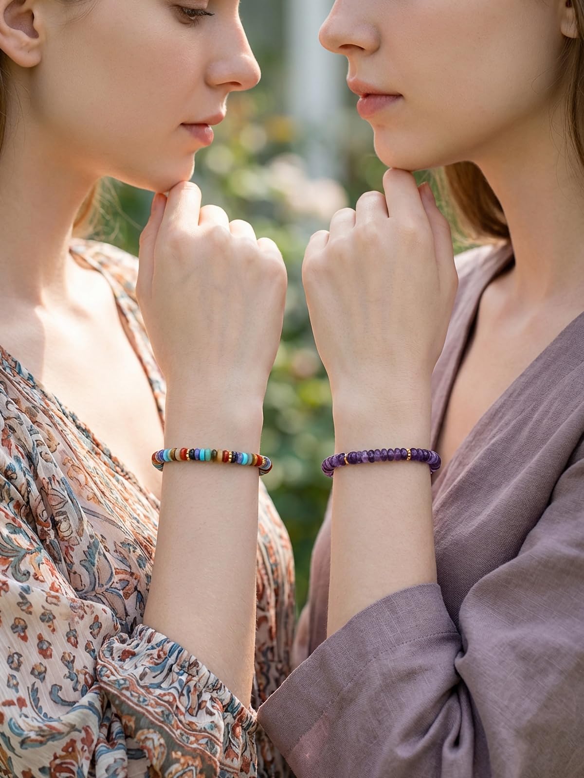 Top Plaza Chakra Crystal Bracelets for Women Natural Semi-Precious Gemstone Beaded Stretch Bracelet Spiritual Jewelry Gifts for Mom