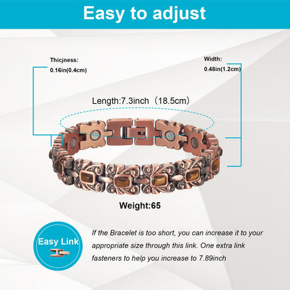 EnerMagiX Copper Bracelets for Women Men, Pure Copper Adjustable Magnetic Bracelet with Yellow Stone, Healthy Jewelry Gift (Yellow)