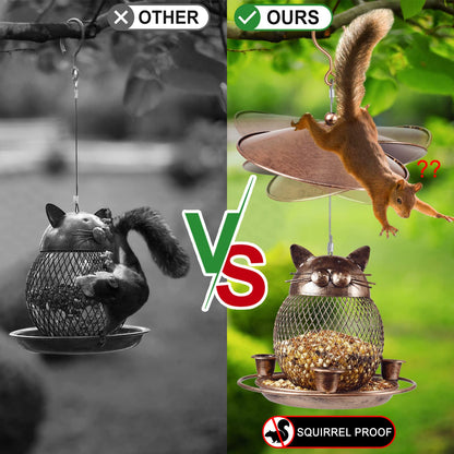 LBTING Bird Feeder for Outdoor, Squirrel Proof Metal Wild Bird Feeder Decoration for Hanging Outside Garden Yard, Cute Cat-Shaped