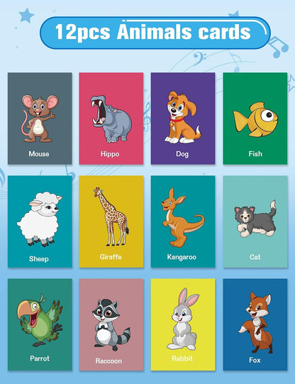 EduCuties Baby Musical Learning Toys , Floor Piano Playmat for Toddlers with Animal Flash Cards Music Sound for Early Education Touch Keyboard Blanket Birthday for Baby Boys Girls
