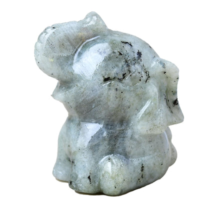 DZJXBZhu Moonstone Elephant Crystal Statue 2.0” Healing Crystal Meditation Pocket Figurine Statue Natural Gemston Hand Carved Polished Home Room Office Desk Decoration Gift Collect