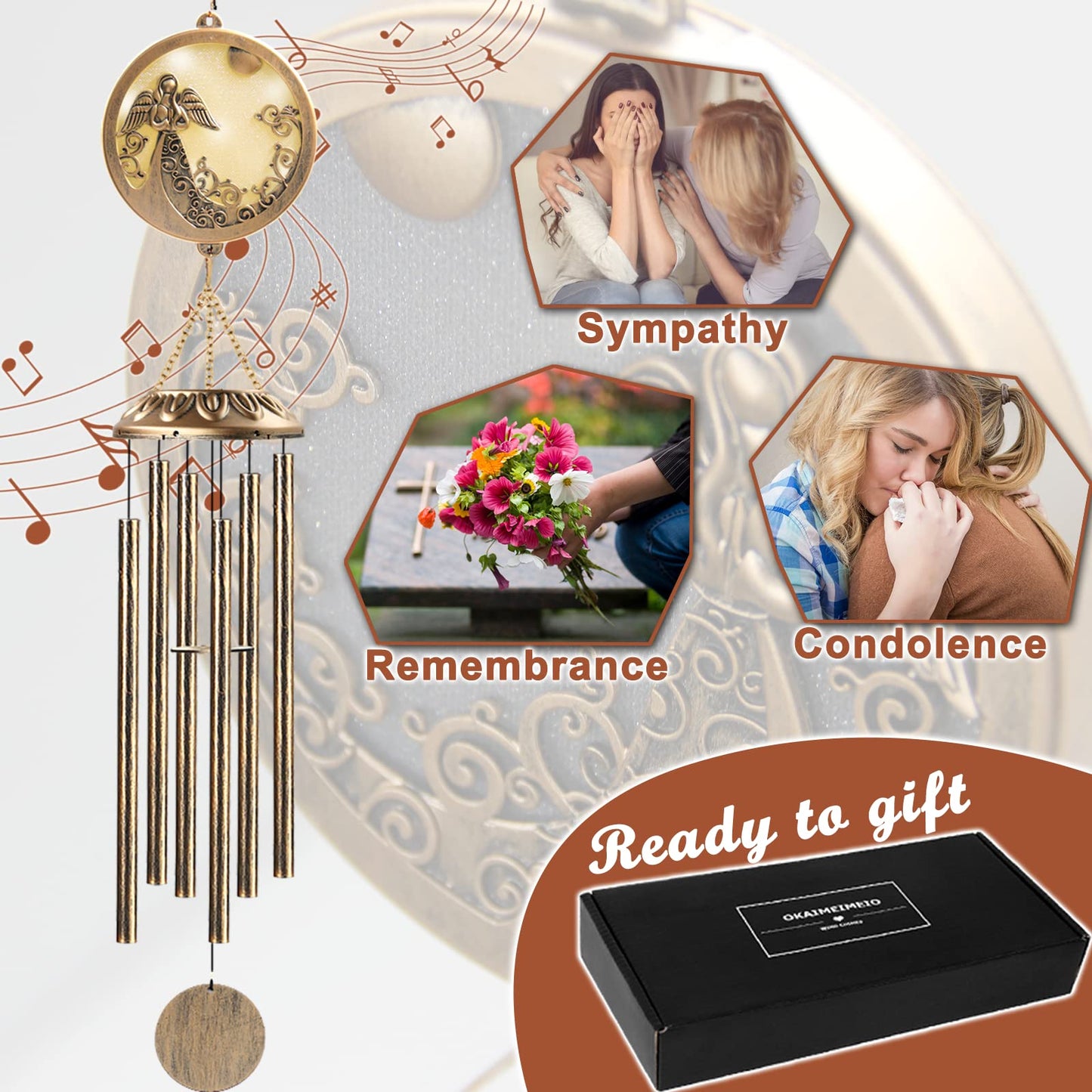 OKAIMEIMEIO Wind Chimes, Solar Angel Wind Chimes Deep Tone, Memorial Gift for Mom/Grandma/Women, Windchimes Outdoor Clearance, Mother Garden/Patio/Yard Decor