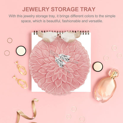 HEALLILY Nordic Style Jewelry Storage Tray 5.03X5.03X2.16In Ceramic Organizer for Rings Earrings Bracelets Home Dressing Table and Store Display