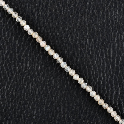 QNAVIC Grey Moonstone Micro Beads Dainty Bracelet for Women, Natural Gemstone Jewelry, Healing Chakra Crystals June Birthstone Gift for Her, Silver Plated Chain 8 inch