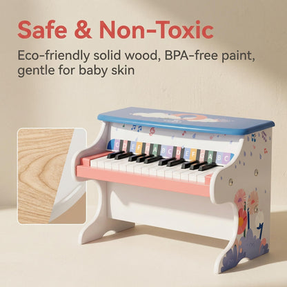 UDEAS Wooden Kids Piano Keyboard, Mini Piano Toys with 25 Keys Digital Piano for Kids 3+ Years, Gifts Educational Musical Instruments for Girls and Boys