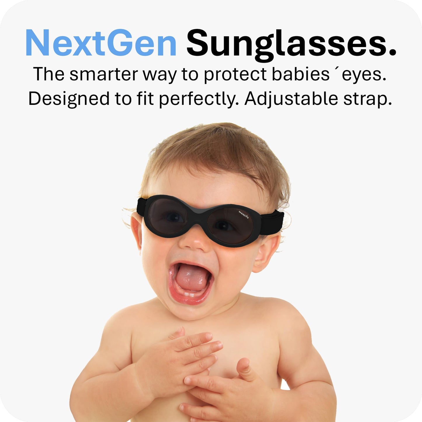 Mausito BABY sunglasses boy 0-24 months I FLEXIBLE infant sunglasses with adjustable strap & soft nose pad I 100% UV PROTECTION Baby Sunnies I BPA-Free I European design made for kids