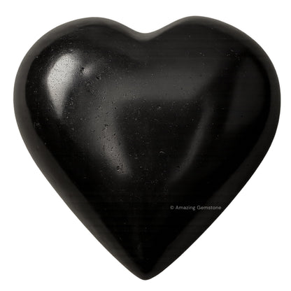 Amazing Gemstone Natural Black Tourmaline Crystal Heart Palm Stone - Pocket Massage Worry Stone for Natural Body Chakra Balancing, Reiki Healing and Crystal Grid