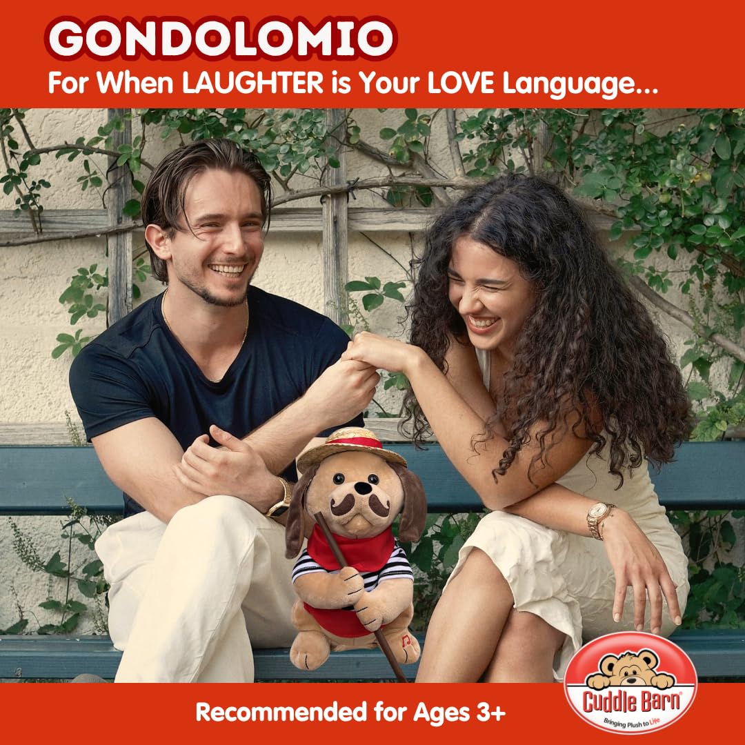 Singing Toy Puppy - Gondolomio | Animated Plush Italian Dog Sings 2 Songs "O Sole Mio" and Elvis Hit "It's Now or Never" | Funny Romantic Cute Valentine Gift | Great for Kids and Adults, 12 inches
