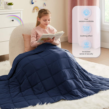 HOSUKKO Weighted Blanket - 5 lbs Navy Blue Heavy Blanket - Small Size Breathable Lap Blanket(36"x48", 5 lbs)