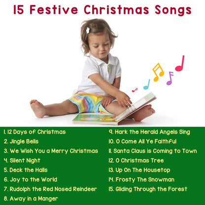 LEARNING BUGS Christmas Songs – Sing Along with 15 Festive Holiday Tunes, Musical Book for Toddlers, 28-Button Music Book, Musical Toys for Toddlers 1-3