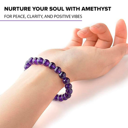 Natural Amethyst Healing Bracelet – Handmade Gemstone Jewelry for Stress Relief, Protection, Spiritual Balance & Chakra Alignment – Spiritual Gift for Women & Men, Birthday & Special Occasions