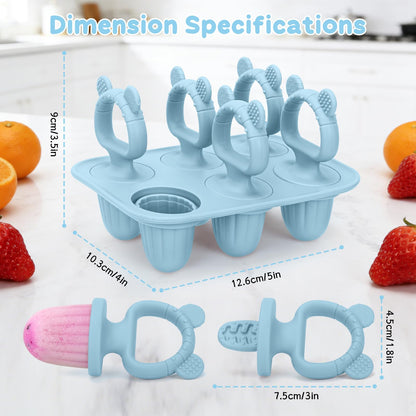 Silicone Baby Popsicle Molds with Sticks, Mini Popsicles Molds for Babies Breastmilk Popsicle Molds for Teething Relief, Frozen Treats Maker Popsicle Maker Ice Pop Mold for Toddlers Kids(Blue)