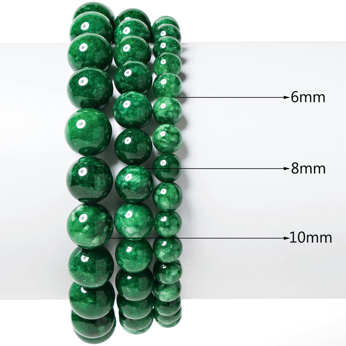10mm Natural Blackish Green Chalcedony Round Bead - 35PCS Bulk Gemstone Beads for Jewelry Making, DIY Bracelets, Necklaces - Includes Crystal Stretch Cord - Stone Beads for Crafting Gifts
