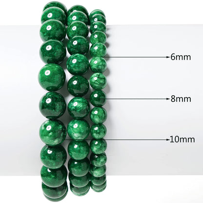 10mm Natural Blackish Green Chalcedony Round Bead - 35PCS Bulk Gemstone Beads for Jewelry Making, DIY Bracelets, Necklaces - Includes Crystal Stretch Cord - Stone Beads for Crafting Gifts