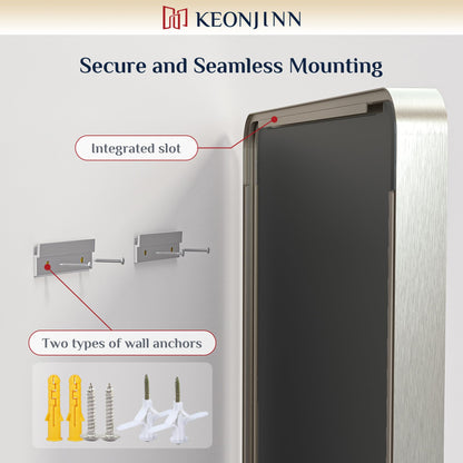 Keonjinn 20 x 30 Inch Brushed Nickel Bathroom Mirrors for Over Sink, Rounded Rectangle Silver Bathroom Vanity Mirror, Farmhouse Mirror for Wall, HD Tempered Glass, Anti-Rust Aluminum Alloy Mirror