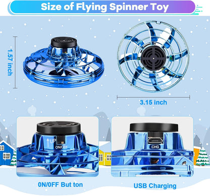 Vantexi Drone for Kids Flying Toys,2026 Upgrade LED Fidget Spinner,Hand Operated Fidget Flying Spinner Toy for Indoor Outdoor, Christmas Birthday Gifts for 6 7 8 9+ Year Old Boys Girls(Blue&Green,ABS)