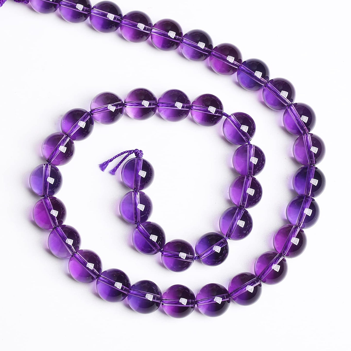 8MM 46PCS Natural Stone Clean Amethyst 3A Grade Crystal Loose Beads for Jewelry Making DIY Bracelet