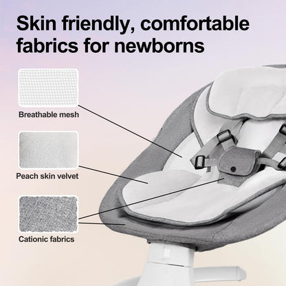 Baby Swing 3 in 1 Multifunctional Infant Rocker, Portable with Remote Control, 5-Point Seat Belt, 5 Auto Rocking, 3 Speed Timer, Electric with Music (0-12 Months) (Grey)