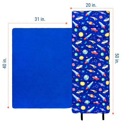 Wildkin Kids Original Nap Mat – Cozy Kids Sleep Mat with Pillow, Ideal for School & Travel - Out of This World