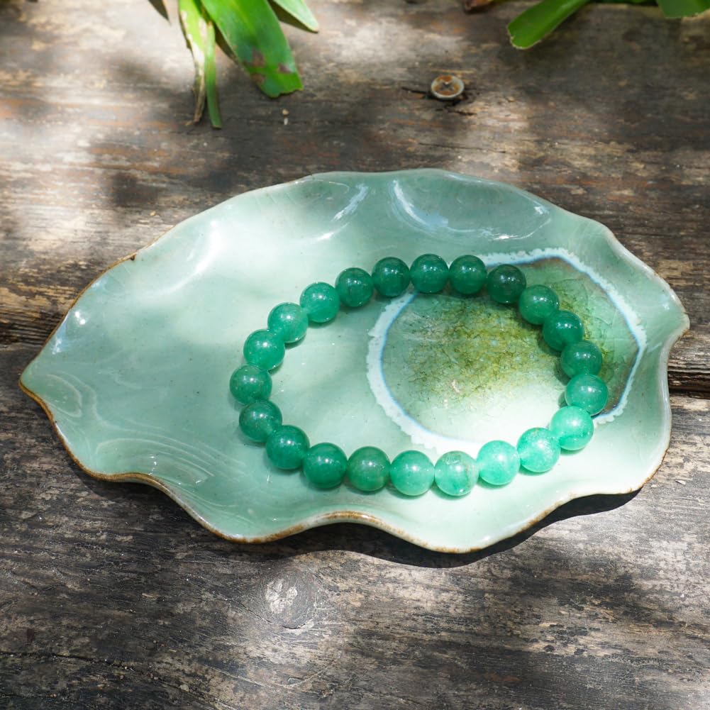 8mm Green Aventurine Bracelet for Women Men | Natural Luck Prosperity Stone Beads - Handmade Heart Chakra Crystal Jewelry for Abundance Meditation | Beading Tool Kit - Fits for 7-8" Large Wrist