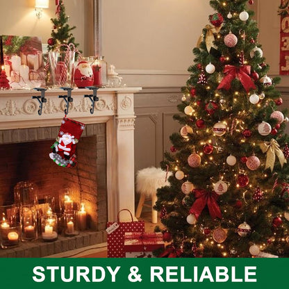 ATRGDUE ATRGDUEFireplace Stocking and Garland Hanger with Two Hooks,Adjustable Mantle Holder- Hold Christmas Decoration and Hang Garland-No Drill,Durable Wrought Iron Holds Up to 20 lbs (3Pcs,Black)