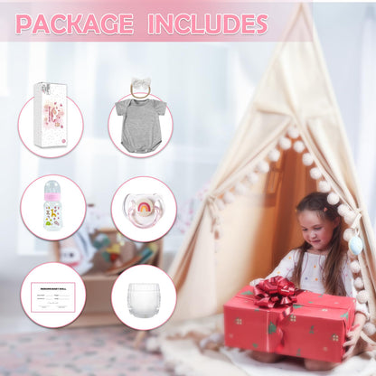 WOOROY Realistic Reborn Baby Dolls - 20 Inch Lifelike Newborn Baby Girl with Full Vinyl Body, Real Life Baby Doll Gifts Toy Set with Accessories for Kids Age 3+
