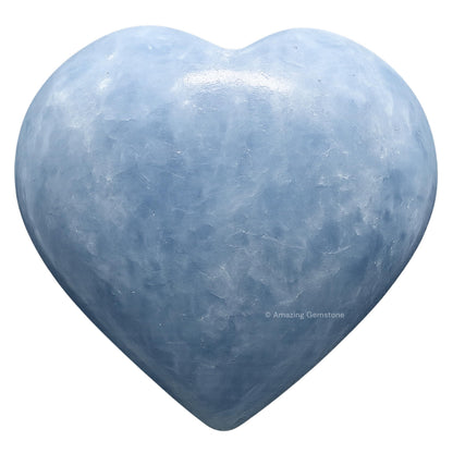 Amazing Gemstone Blue Calcite Celestite Crystal Heart Palm Stone - Pocket Massage Worry Stone for Natural Body Chakra Balancing, Reiki Healing and Crystal Grid