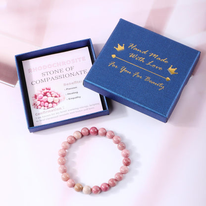 Bymitel 8mm Rhodochrosite - Handmade Reiki Gemstone Stretch Bracelet, Natural Beauty & Spiritual Essence, Crystal Healing for Unisex Adults