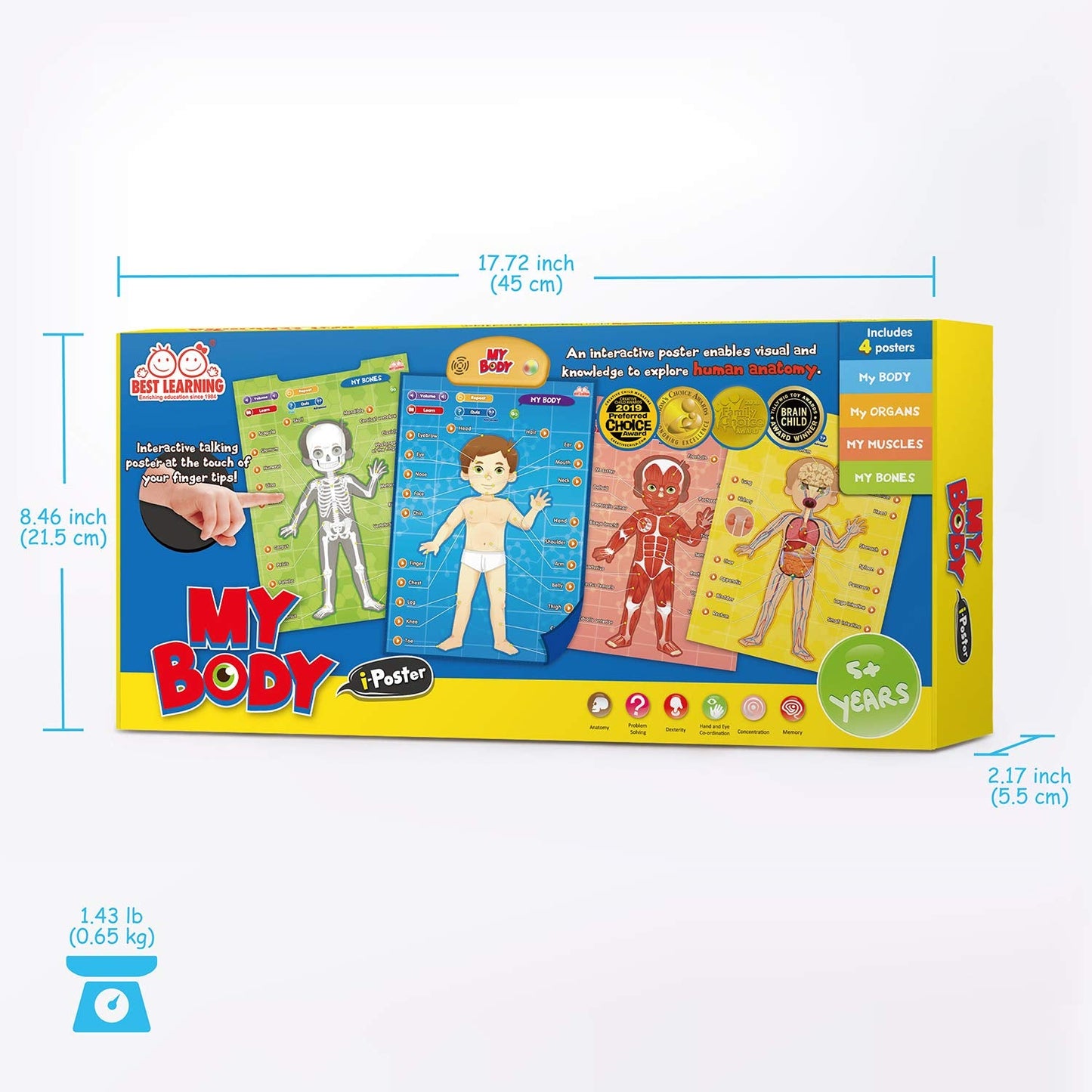 BEST LEARNING i-Poster My Body – Interactive Educational Human Anatomy Talking Toy for Kids Ages 5-12 to Learn Body Parts, Organs, Muscles and Bones Through Fun Sound and Quiz Modes