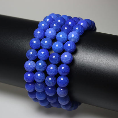 MJDCB Natural Stone Beads 8mm 43pcs Round Blue Dragon Vein Agate Loose Gemstone Bead Charms for Jewelry Making Bracelet Necklace Earring Pendant