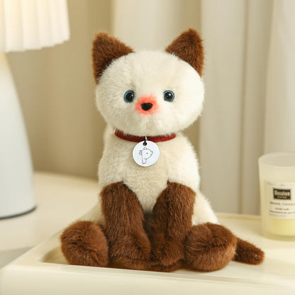 Plushland Realistic Stuffed Cat and Dog Plush PuppyStuffed Animals Plush Toys Collar, Realistic Premium Pawpal Stuffed Puppy Cats and Dogs Toy for Boys and Girls 8 Inches (Siamese Kitty with Collar)