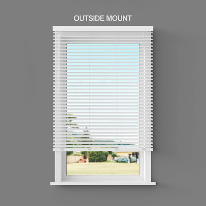 Lumino - 2" Cordless Flat Slat Faux Wood Window Blinds for Home - 22" W x 36" L - White, Faux Wood Blinds for Indoor Windows, Venetian Room Darkening Blinds