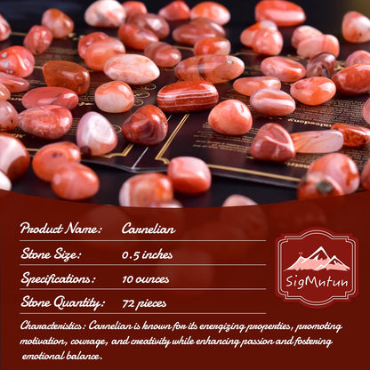 SigMntun Polished Carnelian Crystal Stone Set - 72 Pcs, 0.5" 10 oz Handpicked Tumbled Gemstones Rocks Quartz, Pebbles for Reiki, Chakra, Healing, Home Decor, 0.5" - 10 oz Mahogany Obsidian