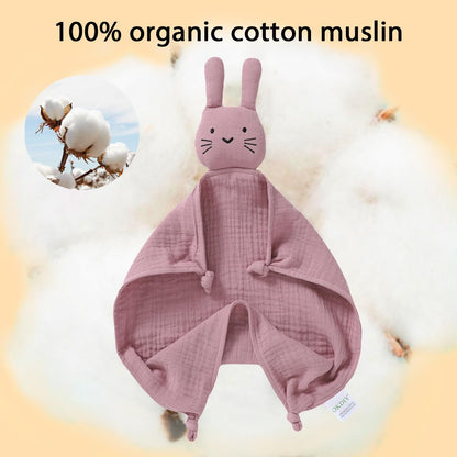 okdiy Organic Cotton Bunny Loveys for Babies,Newborn Baby Lovey Security Blanket,Lovies for Babies New Born Baby Unique Neutral Gifts Boys and Girls (Bunny-Baby Pink)