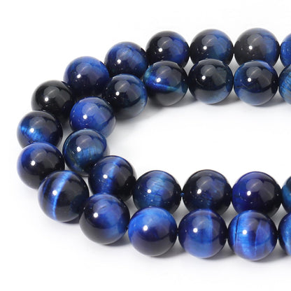 Siomia 45pcs 8mm Natural Blue Tiger Eye Gemstone Beads Energy Healing Crystal Round Loose Stone Beads for Jewelry Making, DIY Bracelets Necklaces