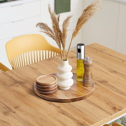 12 Inch Acacia Wood Round Tray, Wooden Decorative Serving Coffee Table Tray Centerpiece Candle Holder for Farmhouse Kitchen Dining Room Home Decor Coffee Table Decor and Accessories