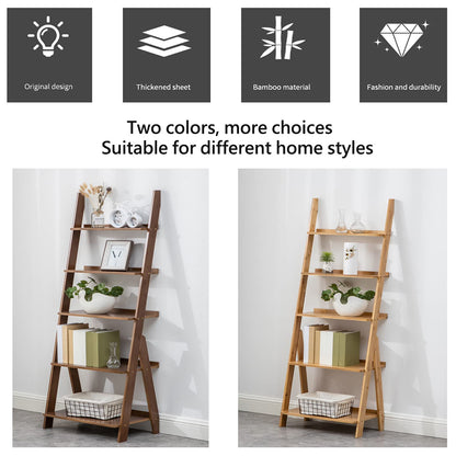 SOBIBO Ladder Shelf Bookshelf, 5-Tier Leaning Shelf, Free Standing Organizer Storage Shelves, Storage Rack Shelf for Office, Living Room, Nature