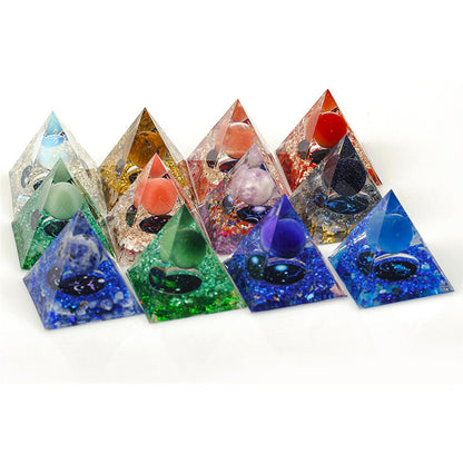 SEVNPRIME Handmade Constellation Crystal Pyramid Unique Positive Energy Orgonite Pyramid Decoration Capricornus Opal Crystal Pyramid Ornaments for Office/Living Room/Bedroom/Yoga(Capricornus)