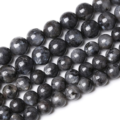 6mm Natural Larvikite Black Labradorite Gemstone Round Loose Beads for Jewelry Making (58-62pcs/strand)