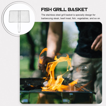 BESPORTBLE Fish Grill Basket, Fish Grilling Basket for Outdoor Stainless Steel Folding Grill Accessories Grill Basket for Bar Camping Picnics Parties