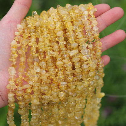 400pcs Natural Chip Stone Beads for Jewelry Making Citrine 5-8mm Irregular Gemstones Healing Crystal Loose Rocks Bead Hole Drilled for Ring Earrings Necklace Bracelet Making DIY Art Crafts